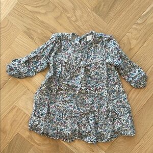 Zara Blue and Pink Casual Dress with Floral Print